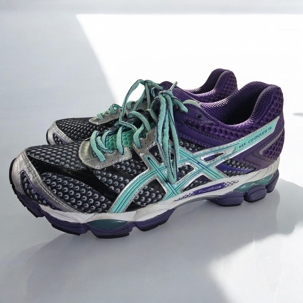 ASICS GEL Cumulus 16‎ Women's Size 8 Running Shoes Purple Teal Silver  T489N